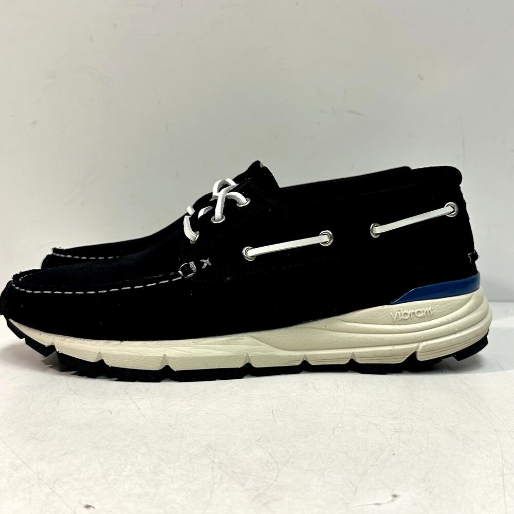 NWOT Easymoc Merrimack Black Suede Boat Shoe Vibram Sole Made in Portugal 9